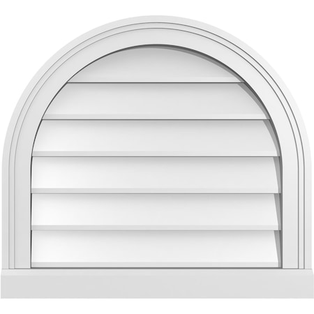 Round Top Surface Mount PVC Gable Vent W/ 2W X 2P Brickmould Sill Frame, 22W X 20H